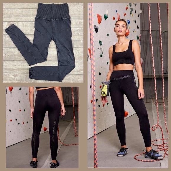 ✨NWOT Free People Movement Good Karma High Waist 7/8 Leggings in Washed Black - Picture 2 of 10